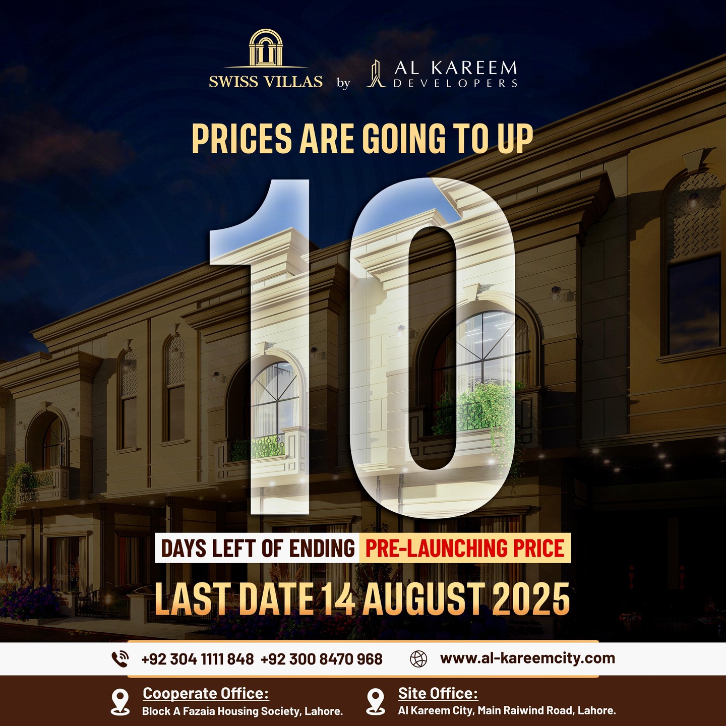 ๐ฅLast Call๐ฅ Pre-Launch Booking ๐ฏLast Date 14-August-2025๐ฏ
Only 10 Units are available.
Book your Swiss Villa
๐Al-Kareem City, Lahore Presents - 3 Marla Swiss Villas๐ก
๐ฐ 3-Year Easy Installment Plan
โ๏ธ Affordable Monthly Installment only 40,000.
โ๏ธ Flexible Booking Options
โ๏ธ Limited Units Available
Brand new, beautifully constructed 3 Marla house located in the well-planned and rapidly developing Al-Kareem City, Lahore. A perfect option for families looking for affordable and quality living within city limits.
๐ Location: Al-Kareem City, Main Raiwind Road, Lahore. 5 Minute Drive from Adda Plot.
๐ Size: 3 Marla Swiss Villa align with Cancer Care Hospital.
๐ฐ Payment Plan: 3 years Payment Plan with 8 Lac DownPayment and Possession in 24 Months
๐ Status: Ready for possession โ registry and transfer available
Key Features:
โ
3 spacious bedrooms
โ
Attached modern bathrooms
โ
Stylish kitchen with fittings
โ
Drawing room & lounge area
โ
Car porch
โ
Marble or tile flooring
โ
Electricity, water, and gas connections
โ
Solid construction with quality material
Community & Amenities:
๐ฅ Gated and secure community ๐๐จ
๐ฅ Wide carpeted 30 feet roads ๐ฃ
๐ฅ Parks, mosques & commercial markets nearby ๐๐๐ช๐ข
๐ฅ Schools and health facilities in close proximity ๐ซ๐ฅ
๐ฅ Premium Ready-Made Villas โจ
๐ฅ 3 Marla | 3 Bedrooms | Modern Design ๐
๐ฅ High-Quality Construction ๐ ๏ธ
๐ฅ Easy access to Raiwind Road, Ring Road & Adda Plot ๐
๐ก Live the Swiss Lifestyle in Al Kareem City Swiss Villas Lahore!
๐ Contact Now:
๐ Call/WhatsApp Now: +92 304 1111 848
๐: https://al-kareemcity.com/
โก๏ธ Click โBook Nowโ to reserve your Swiss Villa today!
#AlKareemCity #LDAApproved #ThankYou #RealEstate #investmentopportunitiesforall
#swiss_villas